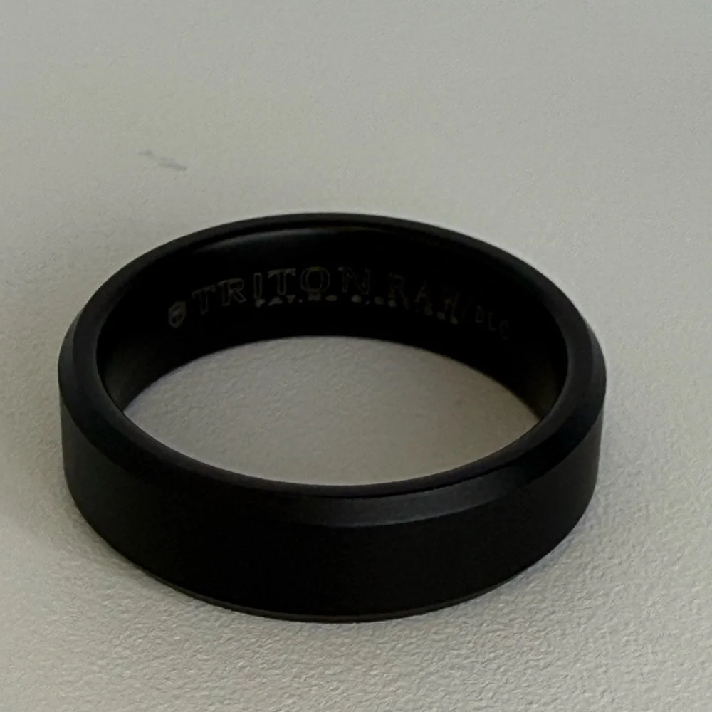 Tungsten Raw Black Beveled Edge Wedding Band